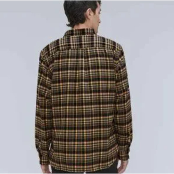 Everlane The Brushed Flannel Shirt Mens Large Brown Yellow Plaid NWT - Picture 5 of 9